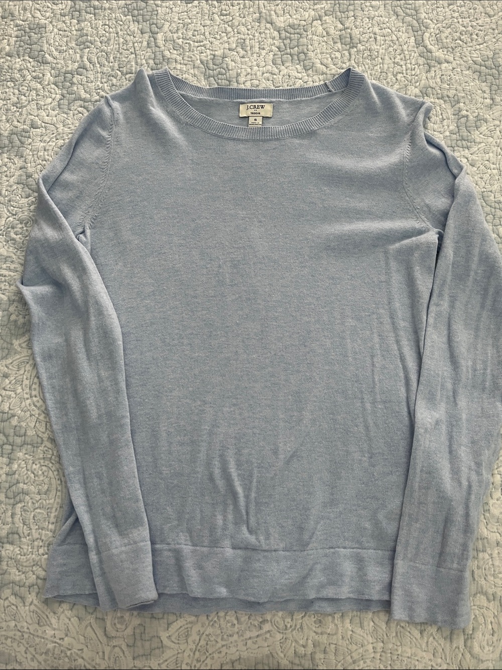 J. Crew Light Blue Lightweight Teddie Crewneck Sweater